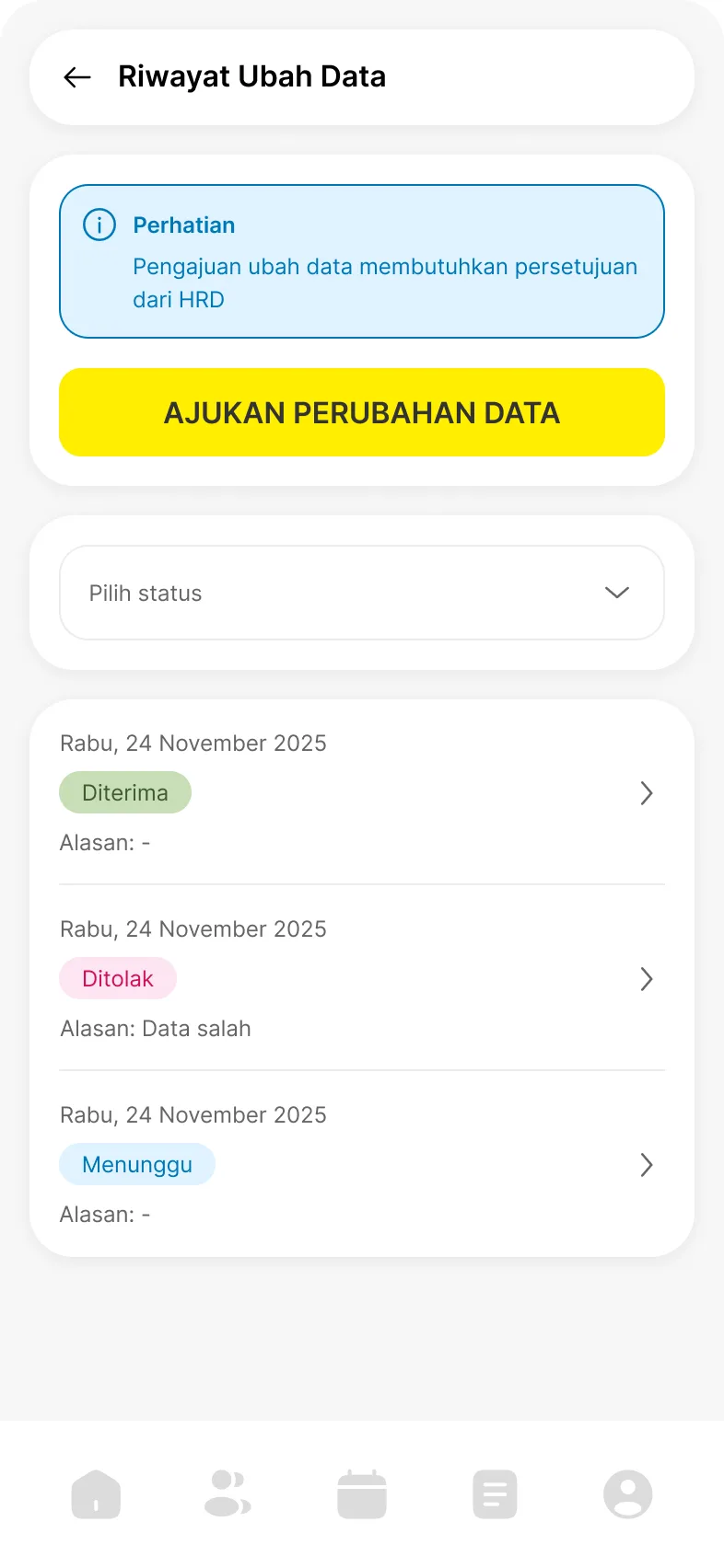 history change profile